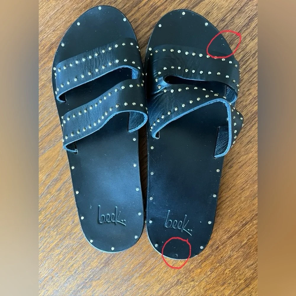 Beek sandals. Size 7. Quality Black Leather w/ stud details. - Picture 6 of 6